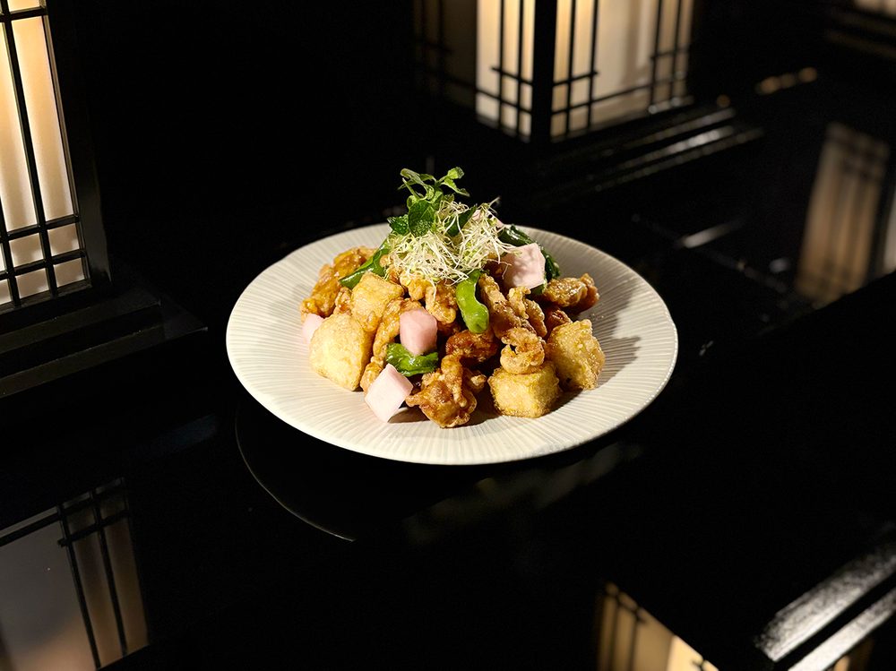 Dak-Gangjeong — Korean fried chicken and tofu glazed in house soy sauce