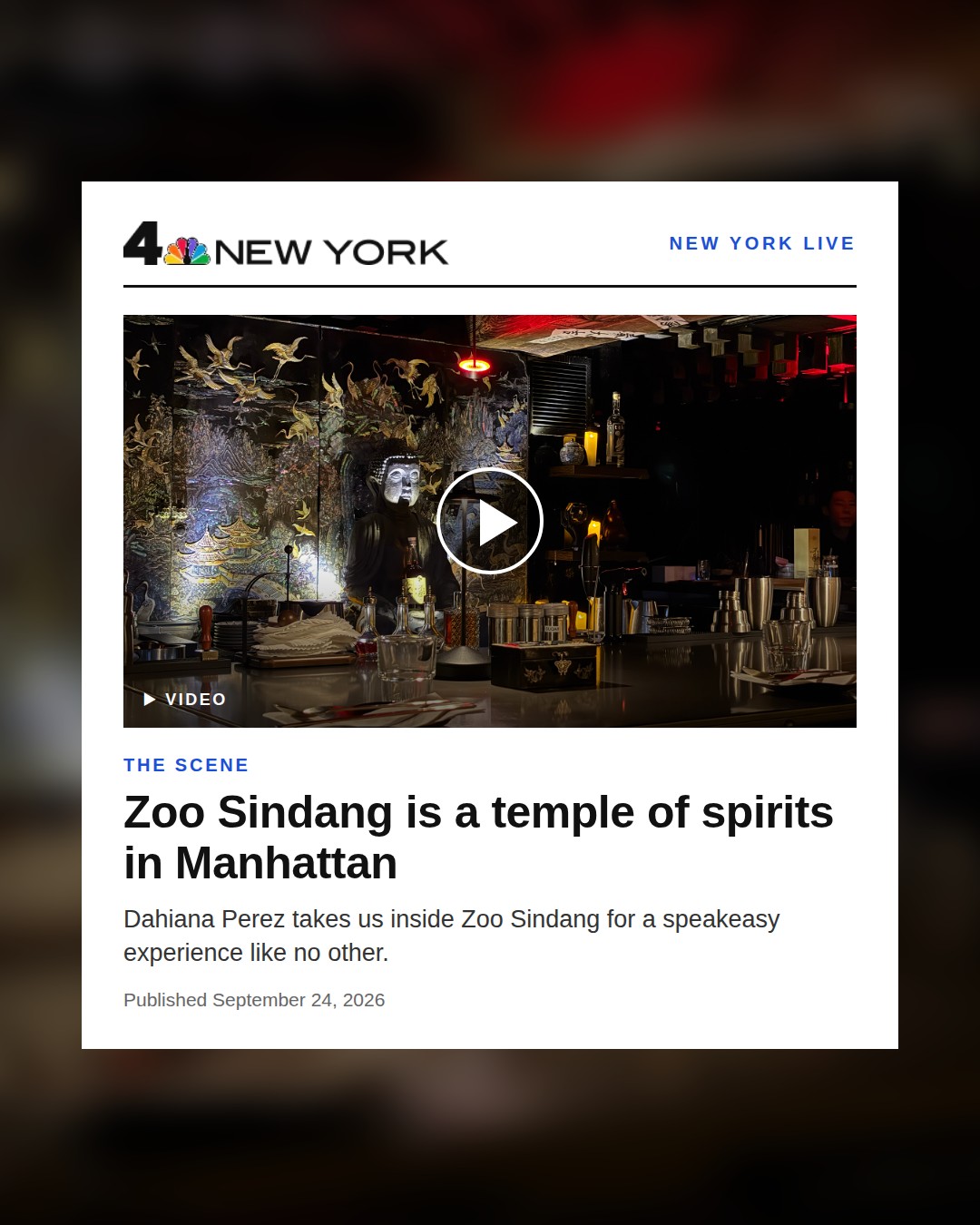 NBC New York, New York Live — Zoo Sindang is a temple of spirits in Manhattan